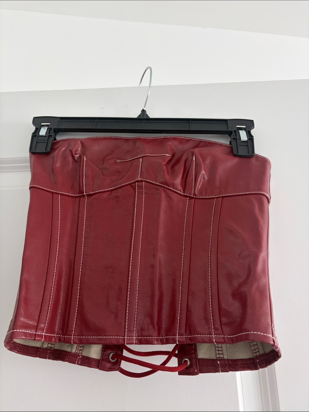 Women's Red Faux Leather Corset